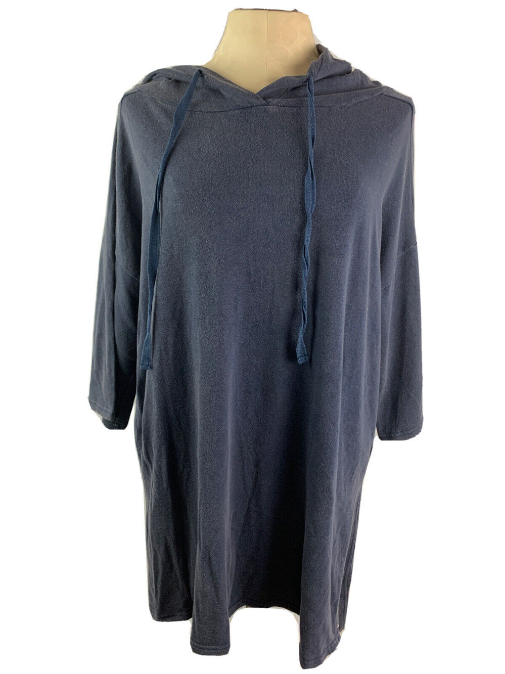 Medium Very J Short Sleeve Hooded Tshirt Tunic Womens Distressed Navy Blue